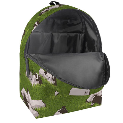 Cow On Green Grass Pattern Print Backpack