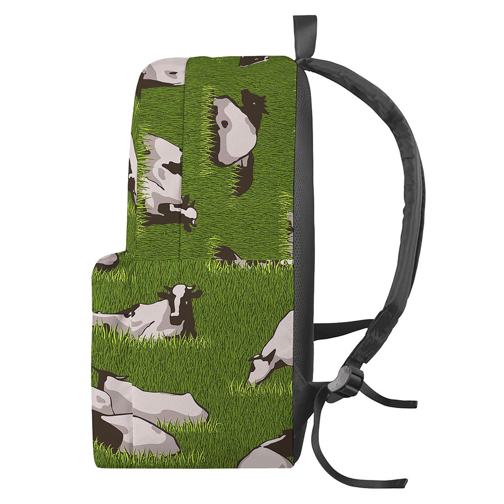Cow On Green Grass Pattern Print Backpack