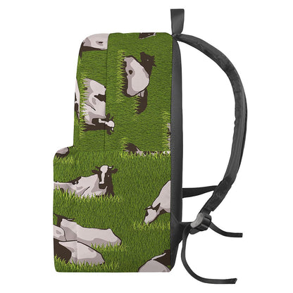 Cow On Green Grass Pattern Print Backpack