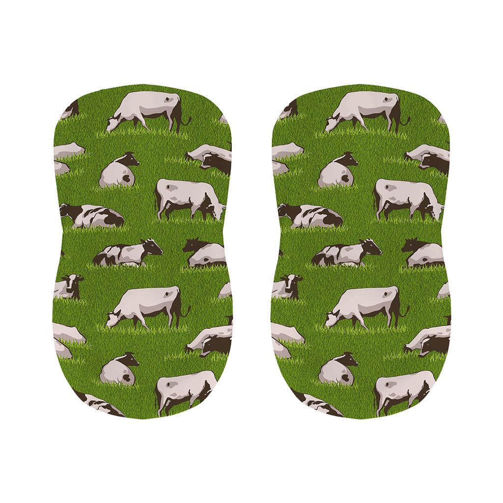 Cow On Green Grass Pattern Print Bar Stool Covers