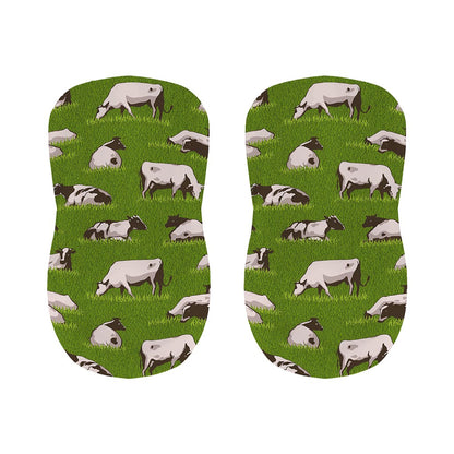 Cow On Green Grass Pattern Print Bar Stool Covers