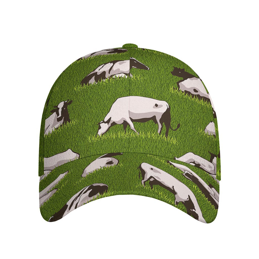 Cow On Green Grass Pattern Print Baseball Cap