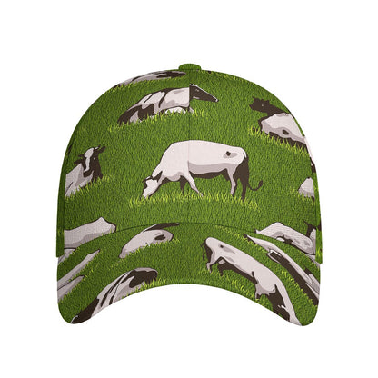 Cow On Green Grass Pattern Print Baseball Cap
