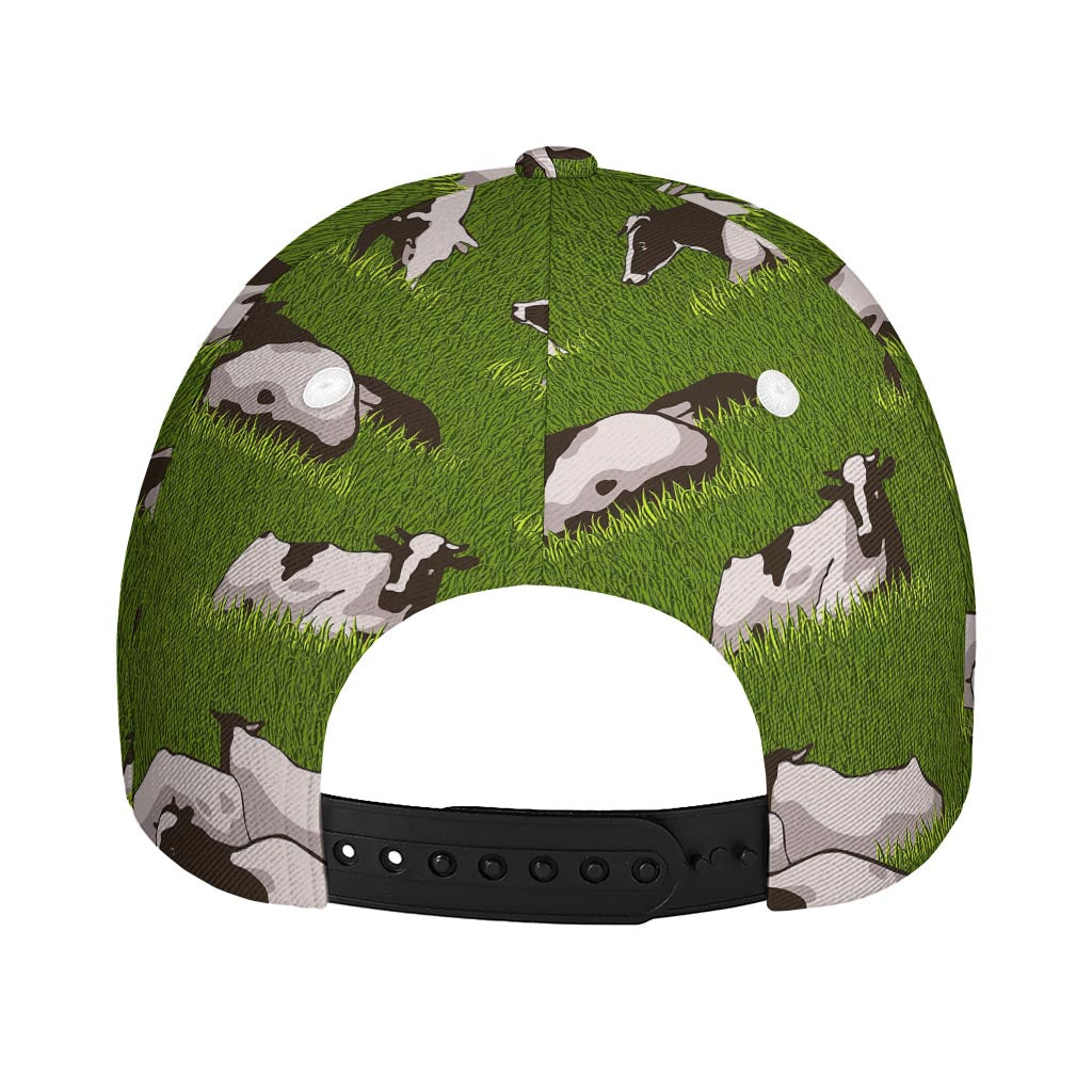 Cow On Green Grass Pattern Print Baseball Cap