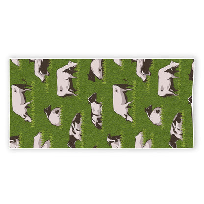 Cow On Green Grass Pattern Print Beach Towel