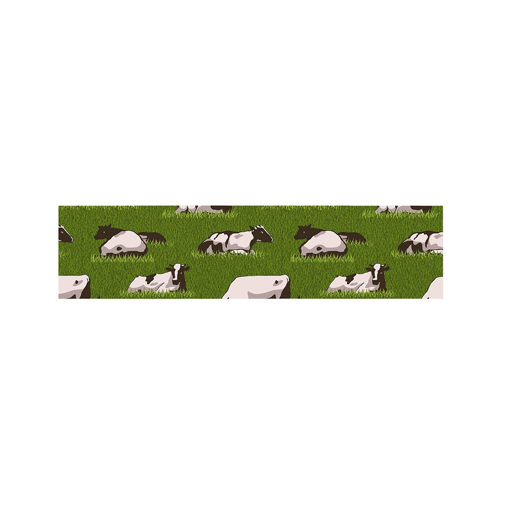 Cow On Green Grass Pattern Print Bed Runner