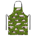 Cow On Green Grass Pattern Print Bib Apron With Pocket