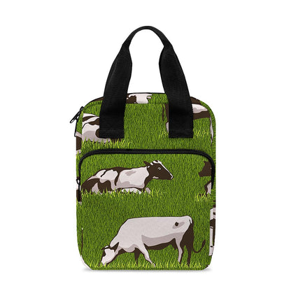Cow On Green Grass Pattern Print Bible Tote Bag