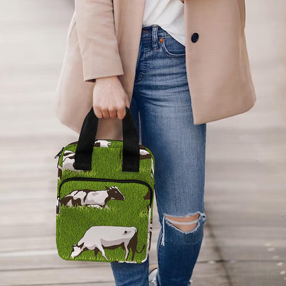 Cow On Green Grass Pattern Print Bible Tote Bag