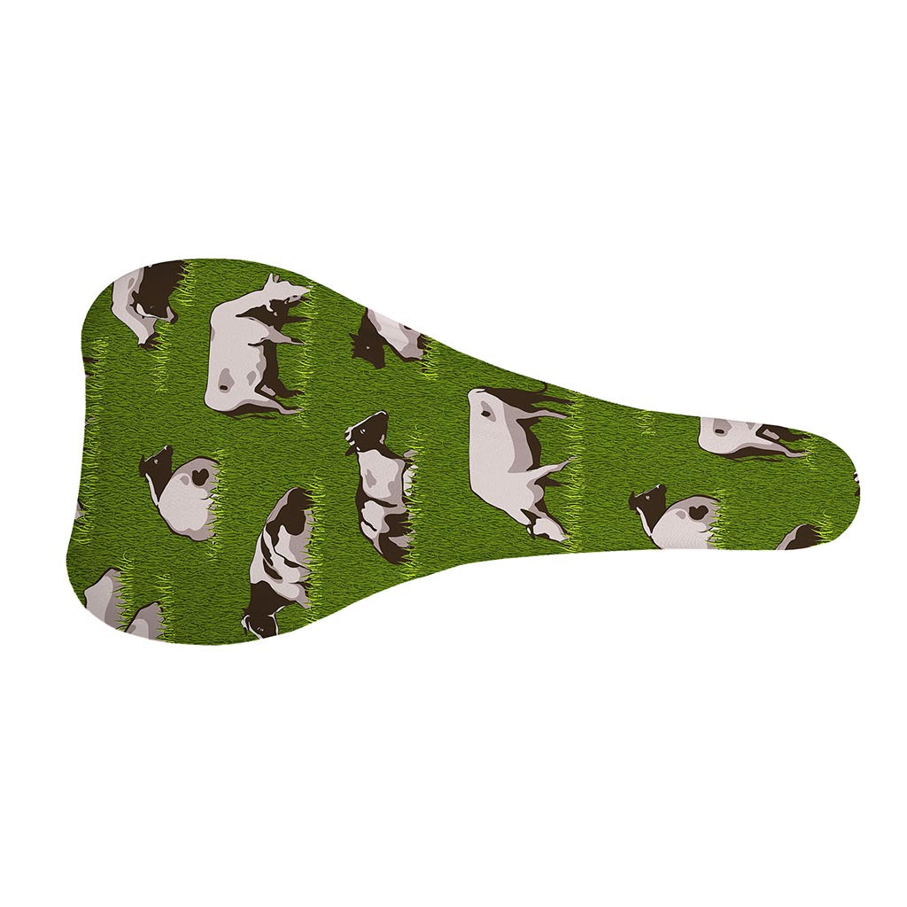 Cow On Green Grass Pattern Print Bicycle Seat Cover