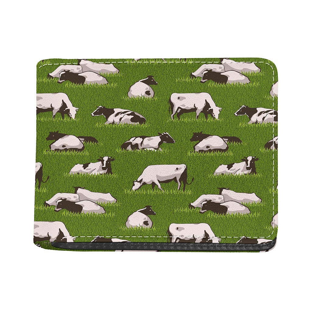 Cow On Green Grass Pattern Print Bifold Wallet