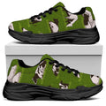 Cow On Green Grass Pattern Print Black Chunky Shoes