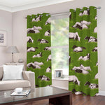 Cow On Green Grass Pattern Print Blackout Grommet Curtains