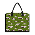 Cow On Green Grass Pattern Print Canvas Tote Bag