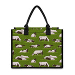 Cow On Green Grass Pattern Print Canvas Tote Bag