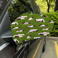 Cow On Green Grass Pattern Print Car Side Mirror Covers