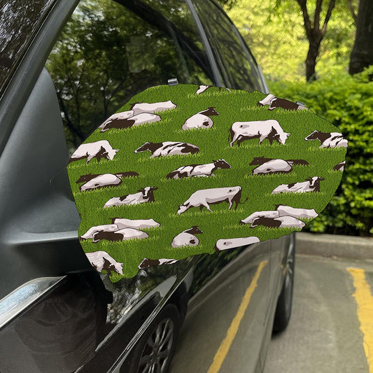 Cow On Green Grass Pattern Print Car Side Mirror Covers