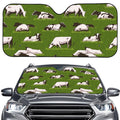 Cow On Green Grass Pattern Print Car Windshield Sun Shade
