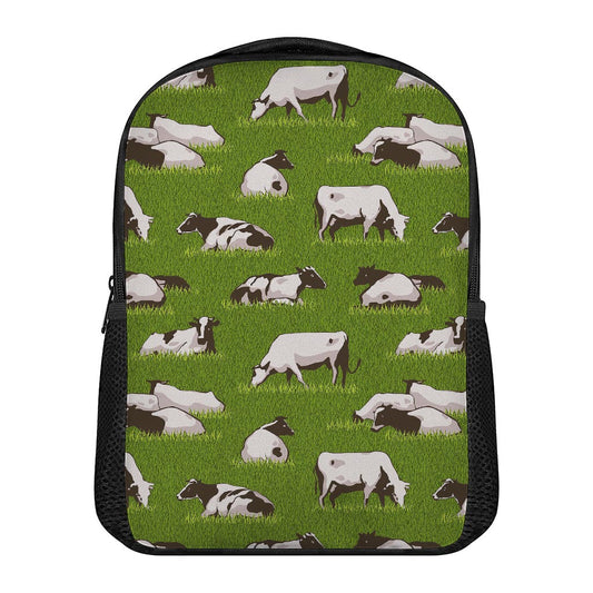 Cow On Green Grass Pattern Print Casual Backpack