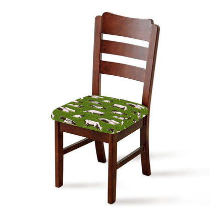 Cow On Green Grass Pattern Print Chair Cushion Cover