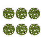 Cow On Green Grass Pattern Print Coaster Set