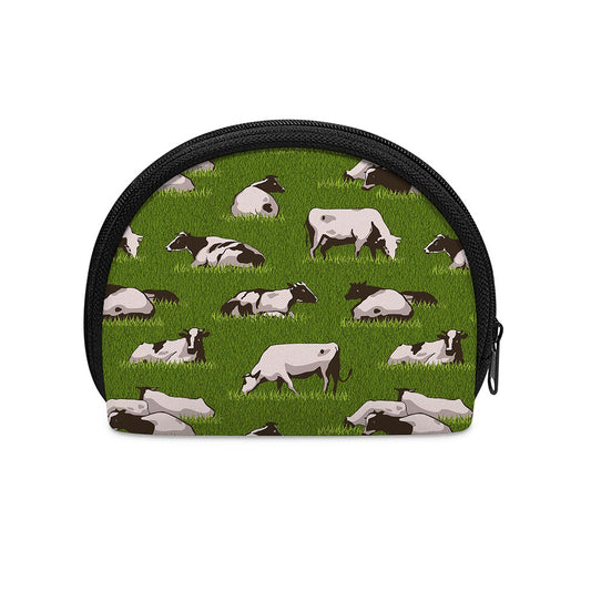 Cow On Green Grass Pattern Print Coin Purse
