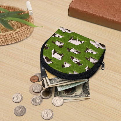 Cow On Green Grass Pattern Print Coin Purse