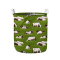Cow On Green Grass Pattern Print Collapsible Laundry Basket