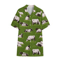 Cow On Green Grass Pattern Print Cotton Hawaiian Shirt
