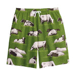 Cow On Green Grass Pattern Print Cotton Shorts