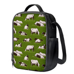 Cow On Green Grass Pattern Print Crossbody Lunch Bag