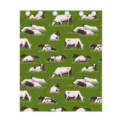 Cow On Green Grass Pattern Print Curtain