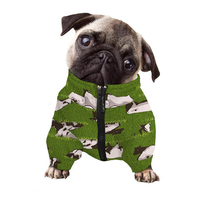 Cow On Green Grass Pattern Print Dog Zip Up Jacket