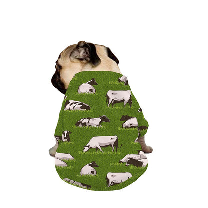 Cow On Green Grass Pattern Print Dog Zip Up Jacket
