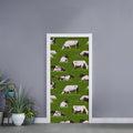 Cow On Green Grass Pattern Print Door Sticker