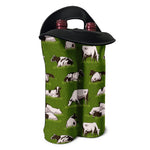 Cow On Green Grass Pattern Print Double Neoprene Wine Tote