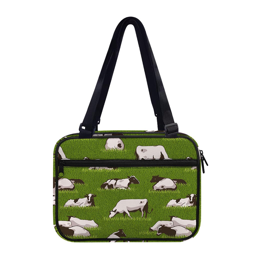 Cow On Green Grass Pattern Print Double Strap Bible Bag