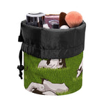 Cow On Green Grass Pattern Print Drawstring Makeup Bag