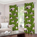 Cow On Green Grass Pattern Print Extra Wide Grommet Curtains