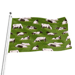 Cow On Green Grass Pattern Print Flag