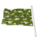 Cow On Green Grass Pattern Print Flag