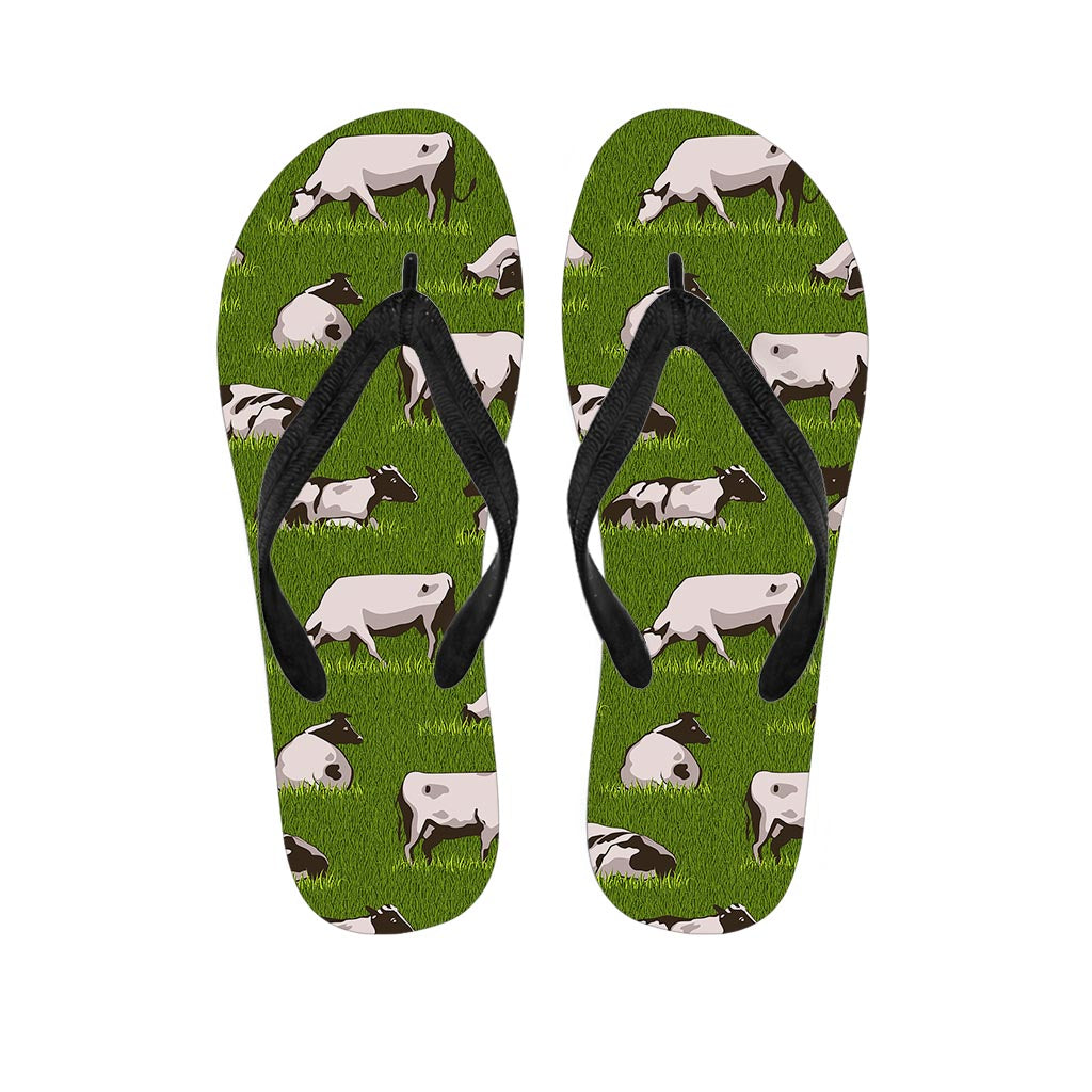 Cow On Green Grass Pattern Print Flip Flops
