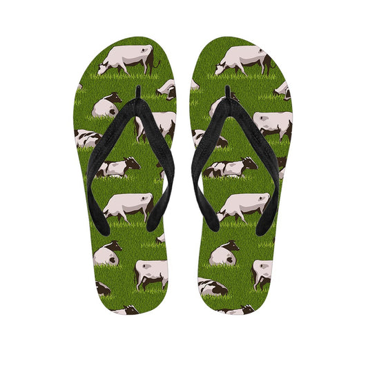 Cow On Green Grass Pattern Print Flip Flops