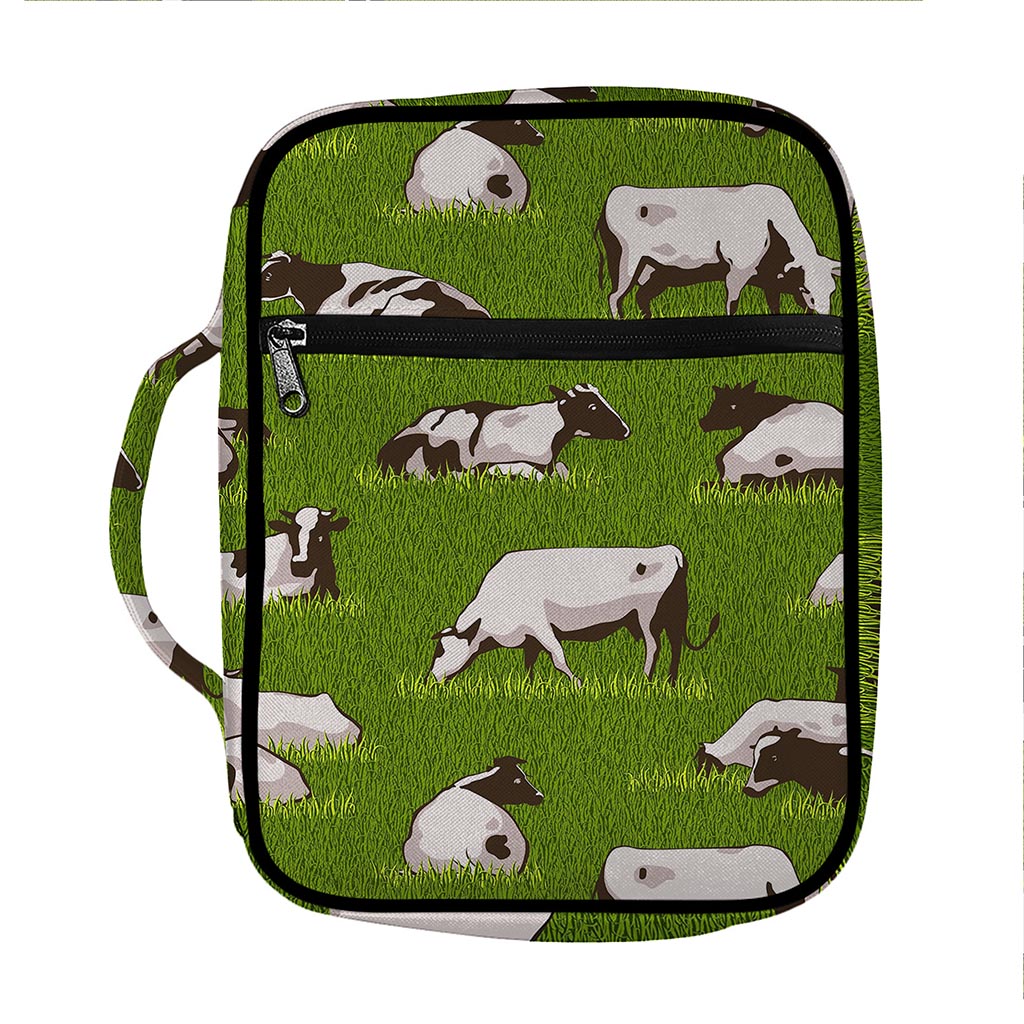 Cow On Green Grass Pattern Print Front Pocket Bible Bag