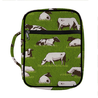 Cow On Green Grass Pattern Print Front Pocket Bible Bag