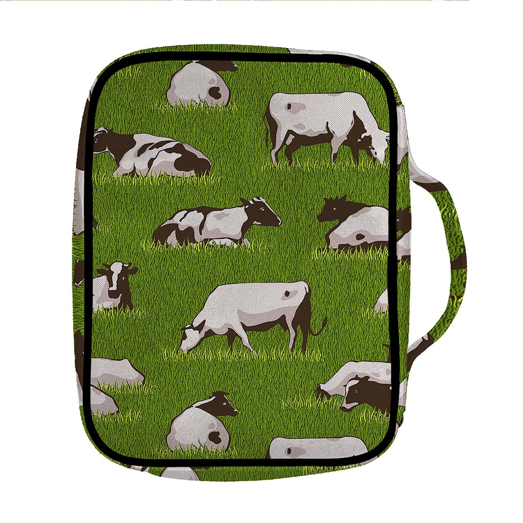 Cow On Green Grass Pattern Print Front Pocket Bible Bag