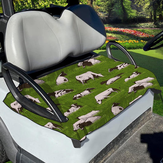 Cow On Green Grass Pattern Print Golf Cart Seat Cover