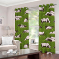 Cow On Green Grass Pattern Print Grommet Curtains