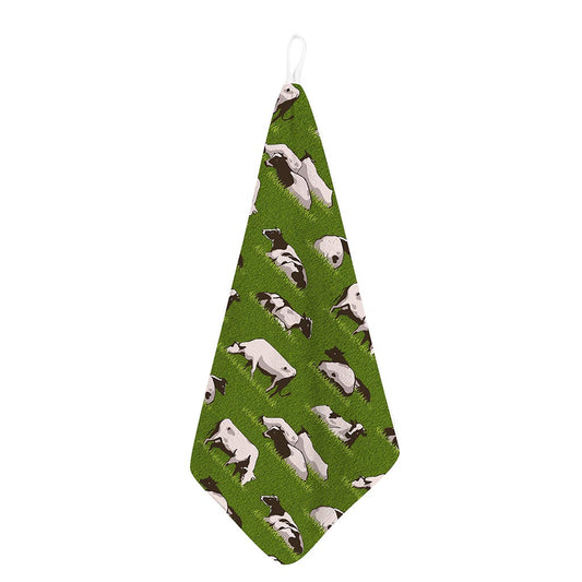 Cow On Green Grass Pattern Print Hand Towel
