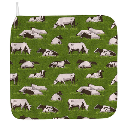 Cow On Green Grass Pattern Print Hand Towel